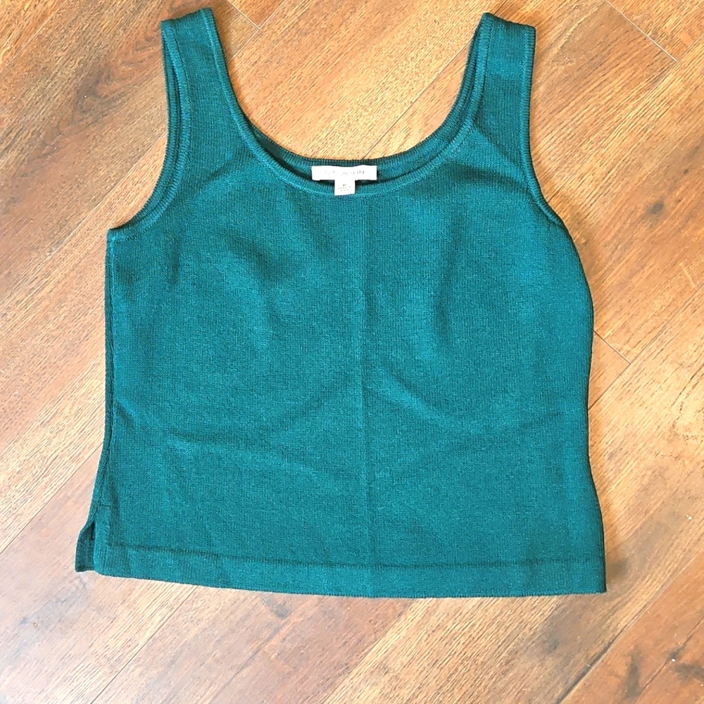 St John women's Green santana knit tank top casual